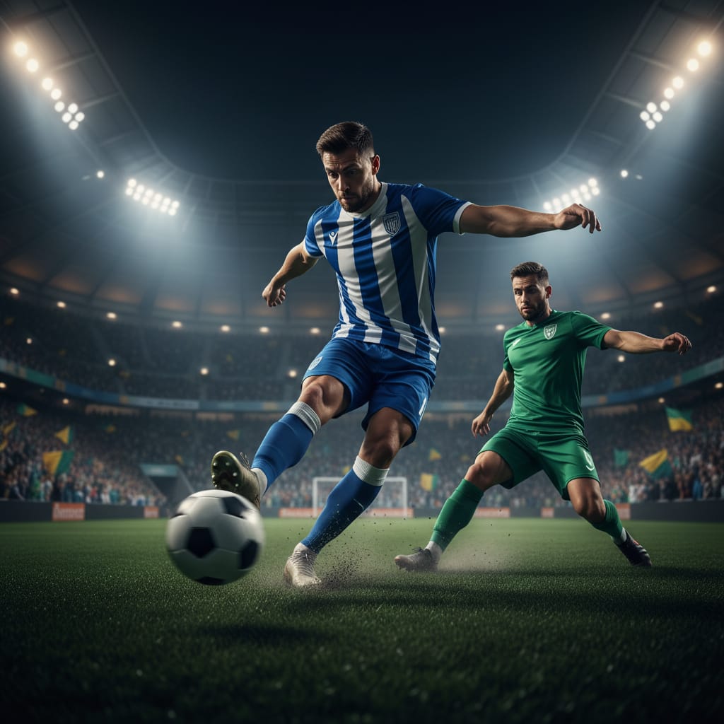 Footballer striking the ball